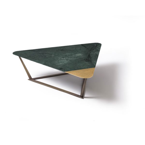 A unique, triangular coffee table with an option for a two-piece set ...